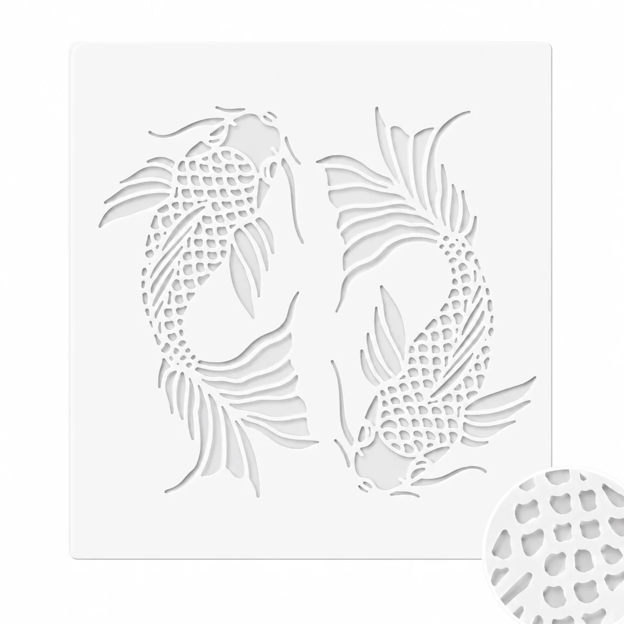 1PC 11.8x11.8 인치 잉어 스텐실 템플릿 일본식 그림 스텐실 벽 캔버스 저널 DIY 홈 데코용