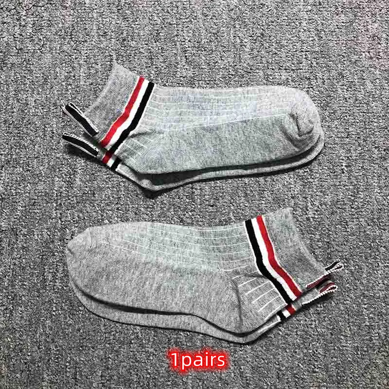 

TB THOM Men's Socks Solid Custom Ankle RWB Stripes Sports Socks Cotton Fashion Harajuku Retro Unisex Crew Long Socks