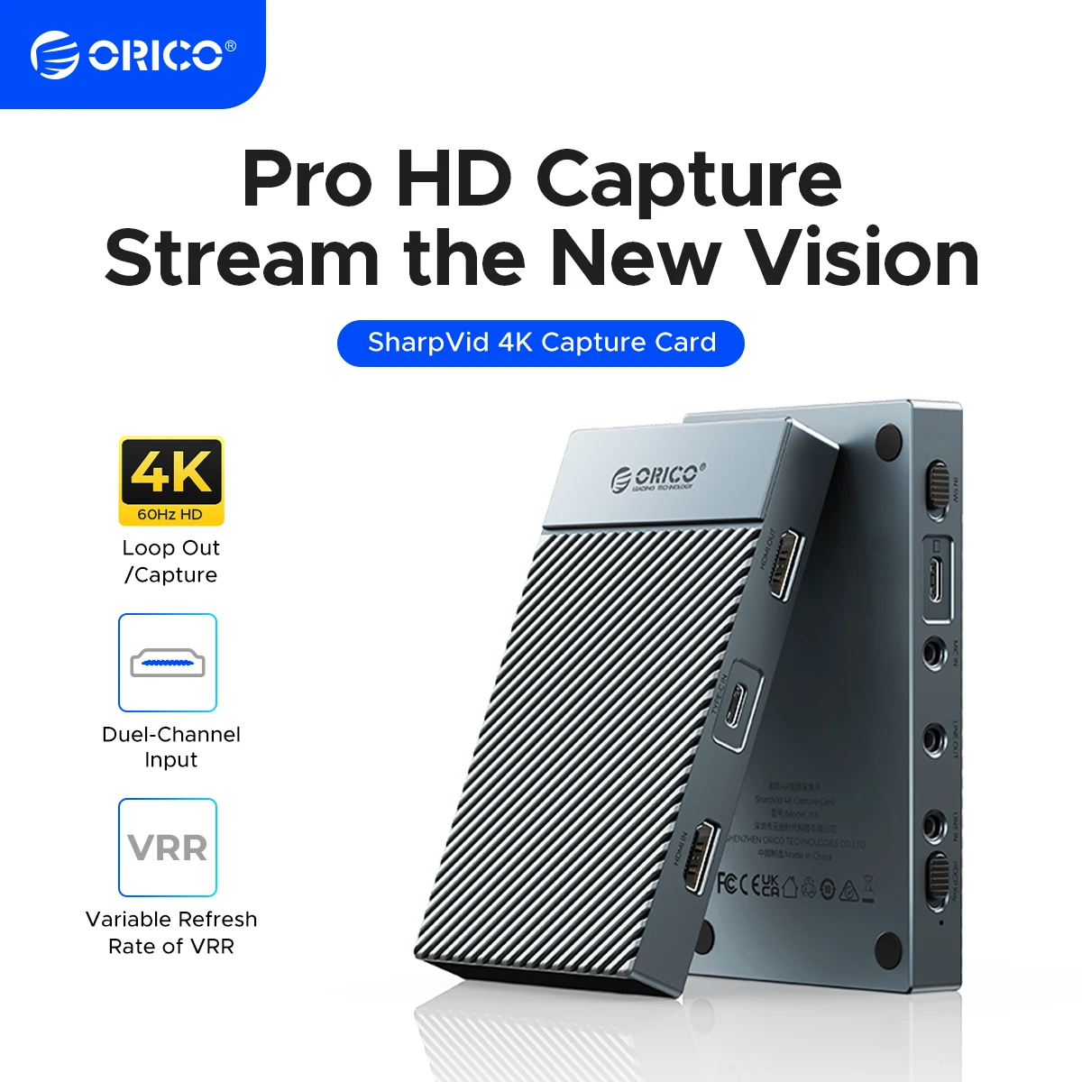 ORICO SharpVid 4K60Hz HDMI&USB-C Capture Card, Driver-Free for Win
