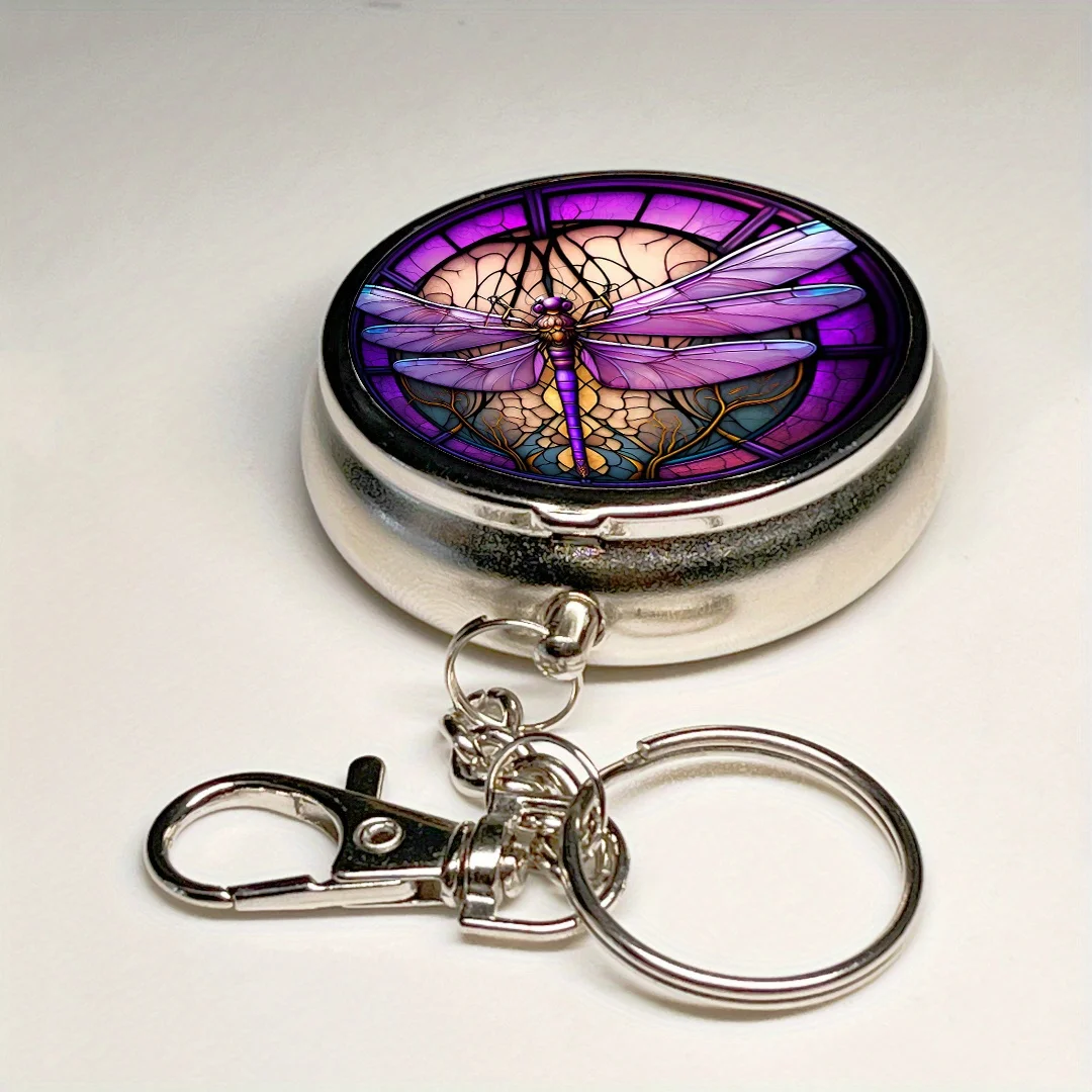 Dragonfly Design Ashtray Creative Ashtray Mini Portable Ashtray with Lid Keychain Stainless Steel Travel Ashtray Storage Box portable ashtray cigarettes ashtray silicone ashtray stainless steel ashtray metal ashtray