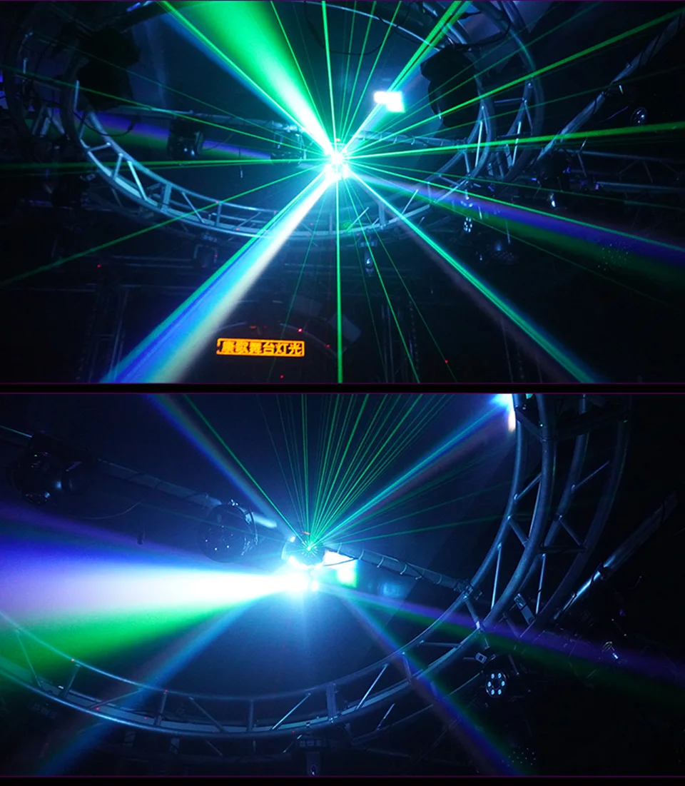 RGB Double Head Laser Moving Head Light DMX512 Strobe Beam Laser Effect Rotating