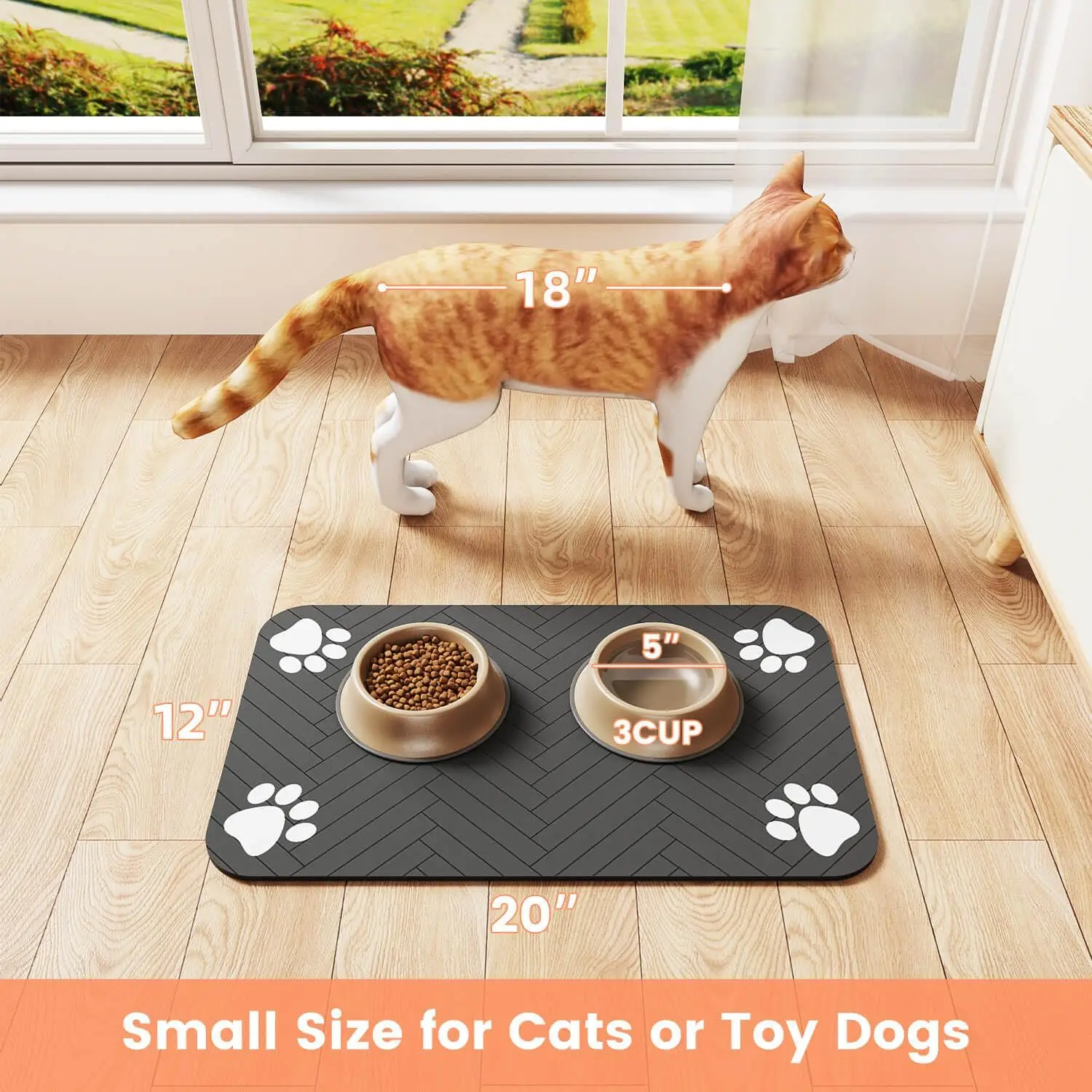 Dog Cat Food Mat - Pet Water Bowl Mats - Feeding Mat for Cat Dog Bowls - Pet Placemat Absorbent Quick Dry Non-Slip 6