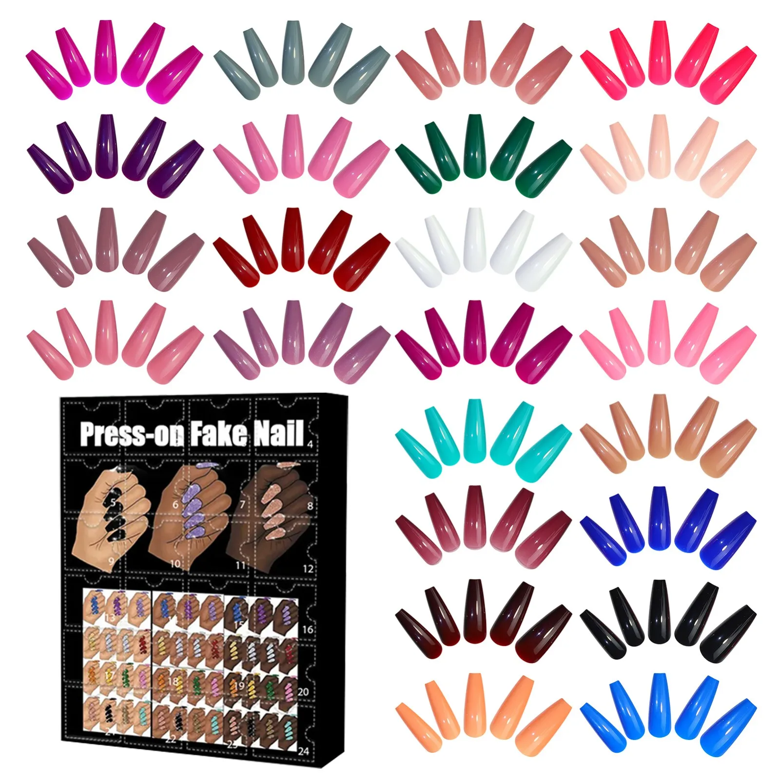 Christmas Holiday Advent Calendar Advent Calendar Collectible Press-On Fake Nail 12 Pairs Are In It 20ml