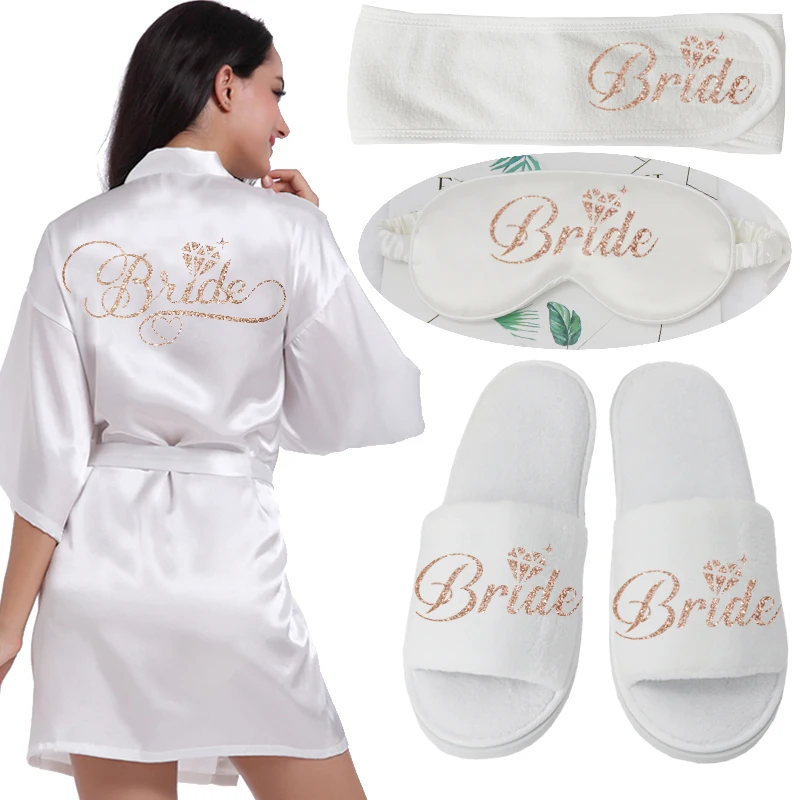 Women Sleepwear Bride Robes Silk Robe Sleepwear Pajamas Silver Writing Bridal Wedding Robes Bride Bridesmaid Maid of Honor Women Party Robe Floral Bridal Party Gifts Get Ready Robes