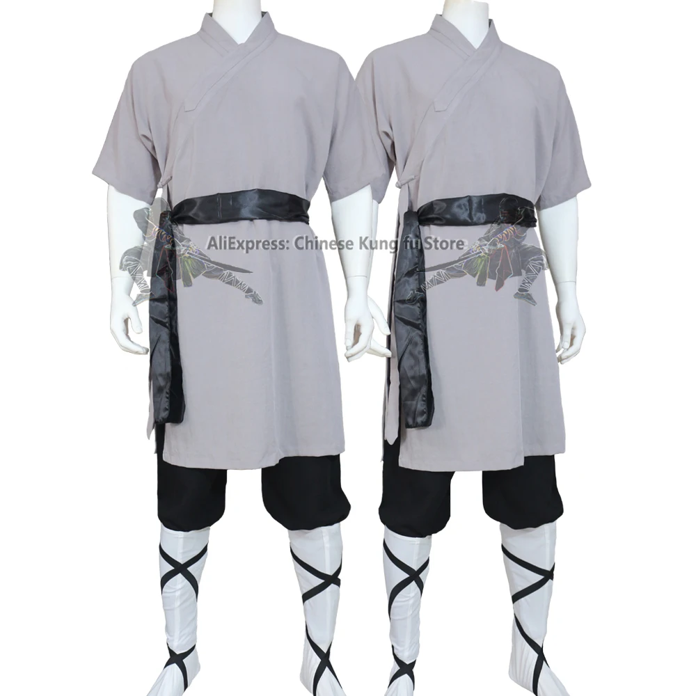 Shortsleeves Shaolin Monk Uniform Martial arts Tai chi Suit Wushu Wing Chun Clothing Meditation Clothes 25 Colors