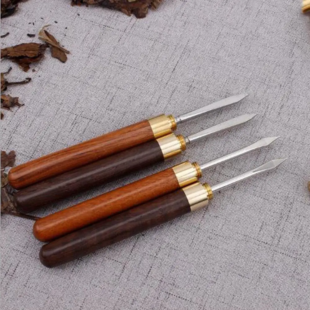 Professional tea knife creative sandalwood stainless steel tea knife Pu'er special needle kung fu set spiral