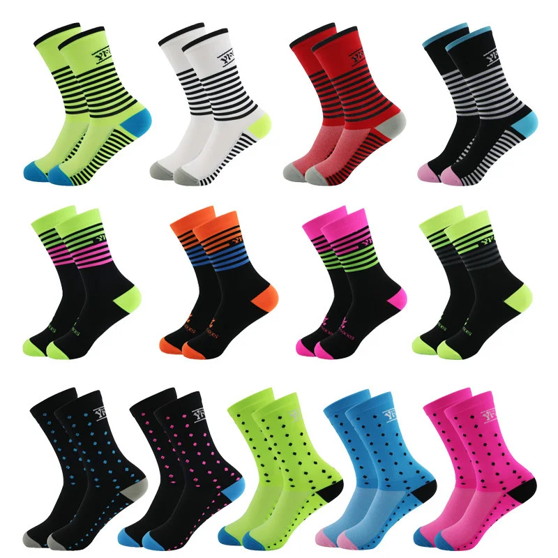 

2023 Brand Colorful Sport Cycling Running Socks Men Women Sport Socks Camping Hiking Climbing Socks Coolmax