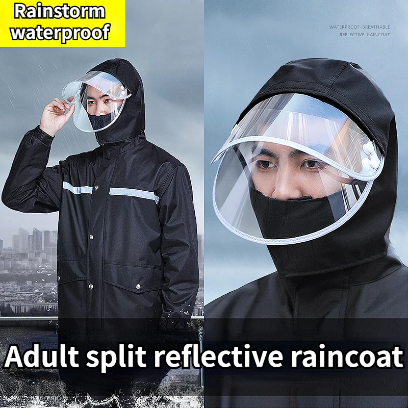 Raincoat and Rainpants Set Adult Split Reflective Poncho Waterproof Cycling Rain Suit Bicycle Jacket Cycling Equipment