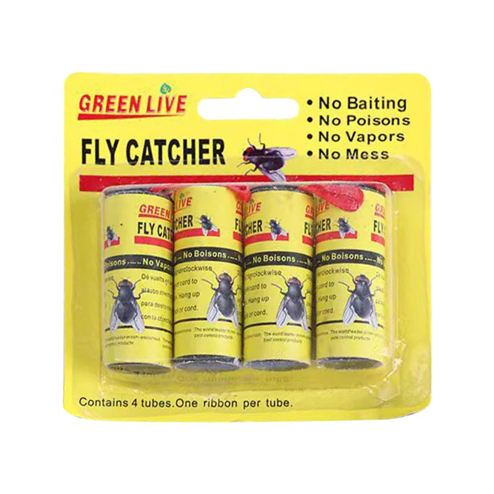 4-100 יחידות רצועת דביקה לתפיסת זבובים קל לתפיסת זבובים סרט פירות לבית פנימי חיצוני נייר דביק לתפיסת זבובים