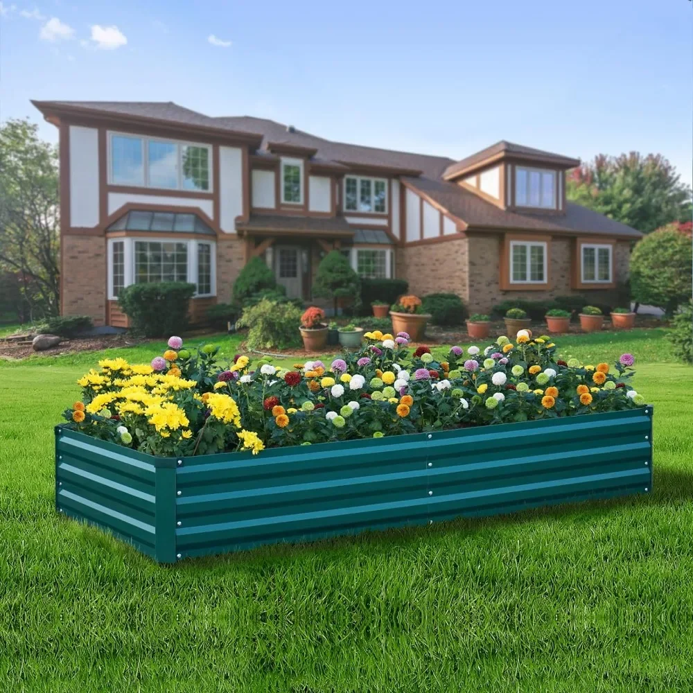 

Planter 2Pcs Raised Garden Bed, Large Metal Planter Boxes, 2 3ft X 30ft Weed Barrier Fabric and 1 Pair of Gloves, Garden Bed