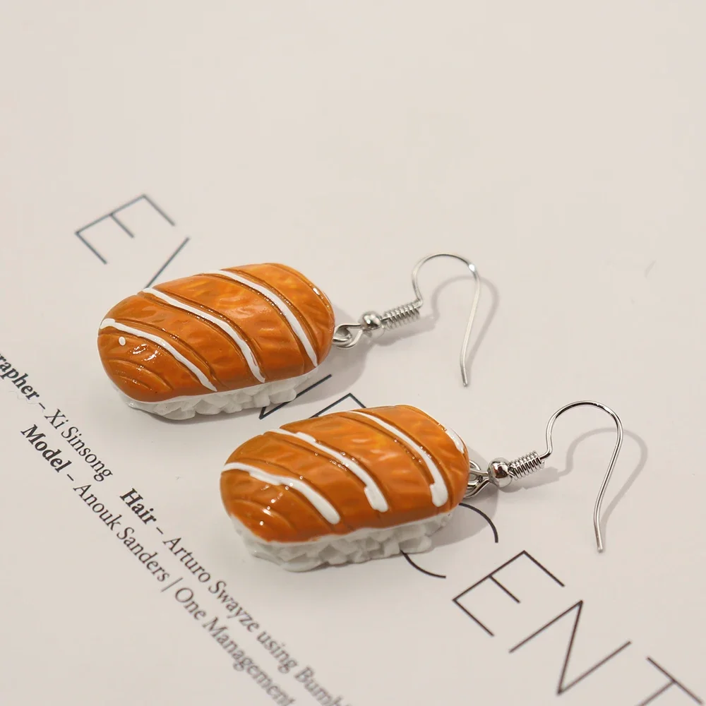 Fashion Resin Japanese sushi food drop earrings for women creative handmade dangle earrings ear jewelry ornament girl jewellery