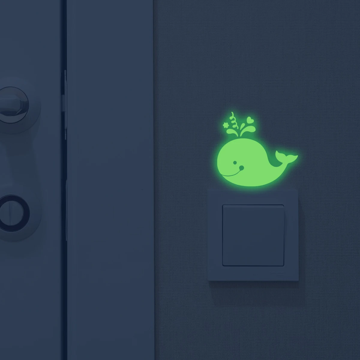 1pcs cartoon animal water spray whale pattern glow-in-the-dark switch stickers, peel-and-stick interior decoration stickers