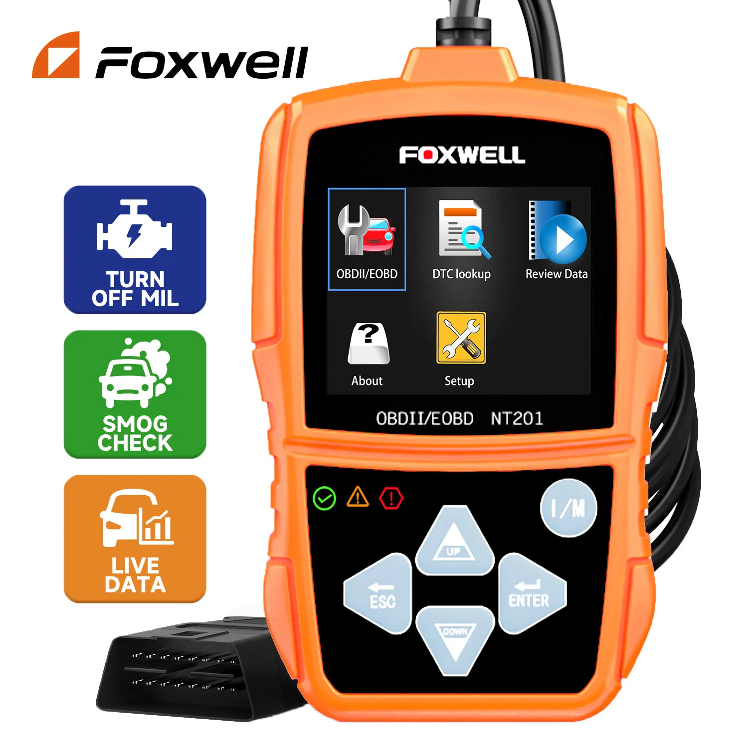 

FOXWELL NT201 Car OBD2 Scanner Professional Diagnostic Scanner Car Tools OBD 2 Engine Check Automotive Code Reader PK ELM327