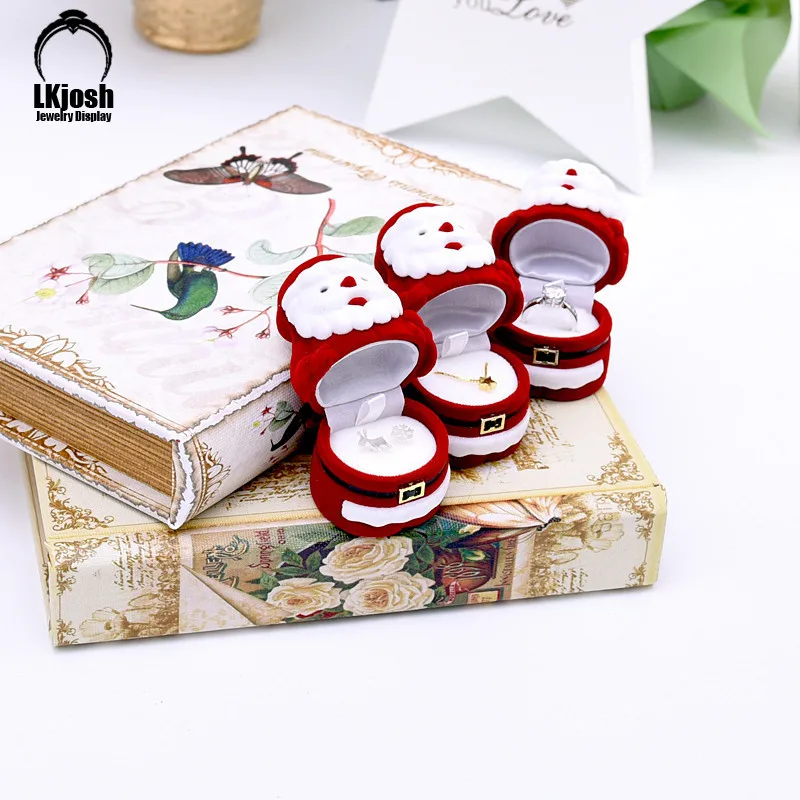 

Velvet Ring Box, Christmas Surprise Gift Box, Santa Claus Earrings Display Rack, Christmas Gift Packaging Box, Storage Box