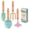 Little Gardener Tool Set Colorful  Safe Tools with Wood Hand Shovel Rake Fork Set Gardening Gifts for Kids Girls