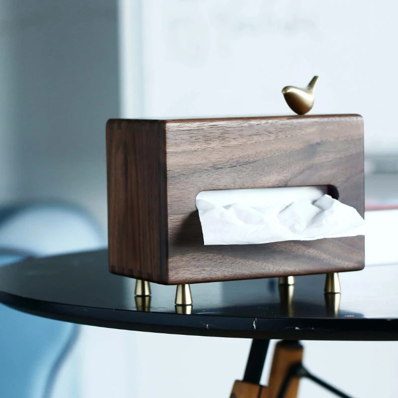 

Black Walnut Decorative Tissue Box, Living Room Solid Wood Dining Room Napkin Household Drawer Box Storage Organizer