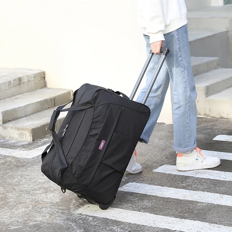 

Trolley Bag, Oxford Cloth Travel Bag, Foldable Water-repellent and Wear-resistant Duffel Bag, Unisex Outing Bag