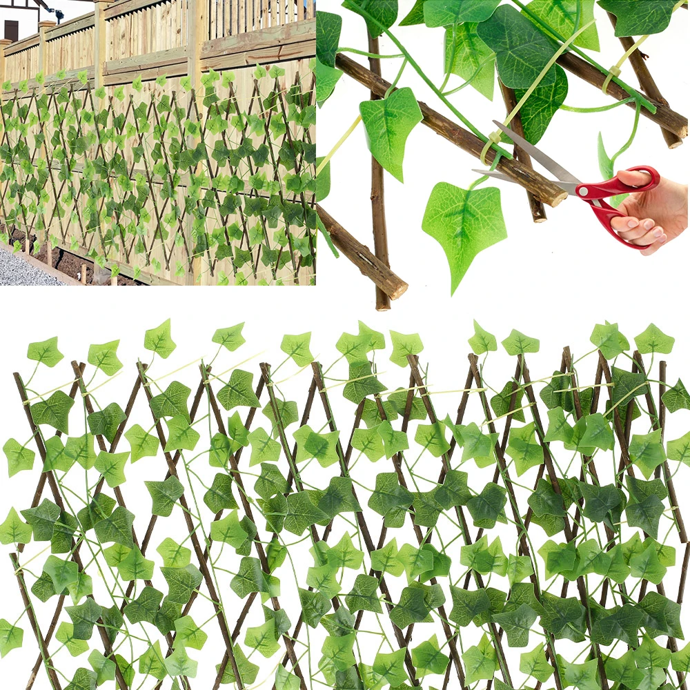 Artificial Ivy Leaf Privacy Fence Wood Expanding Trellis