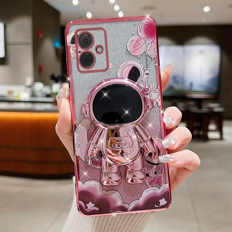 Flexible Astronaut Plating Phone Holder Case - Shatterproof Camera Protection Soft Back Cover