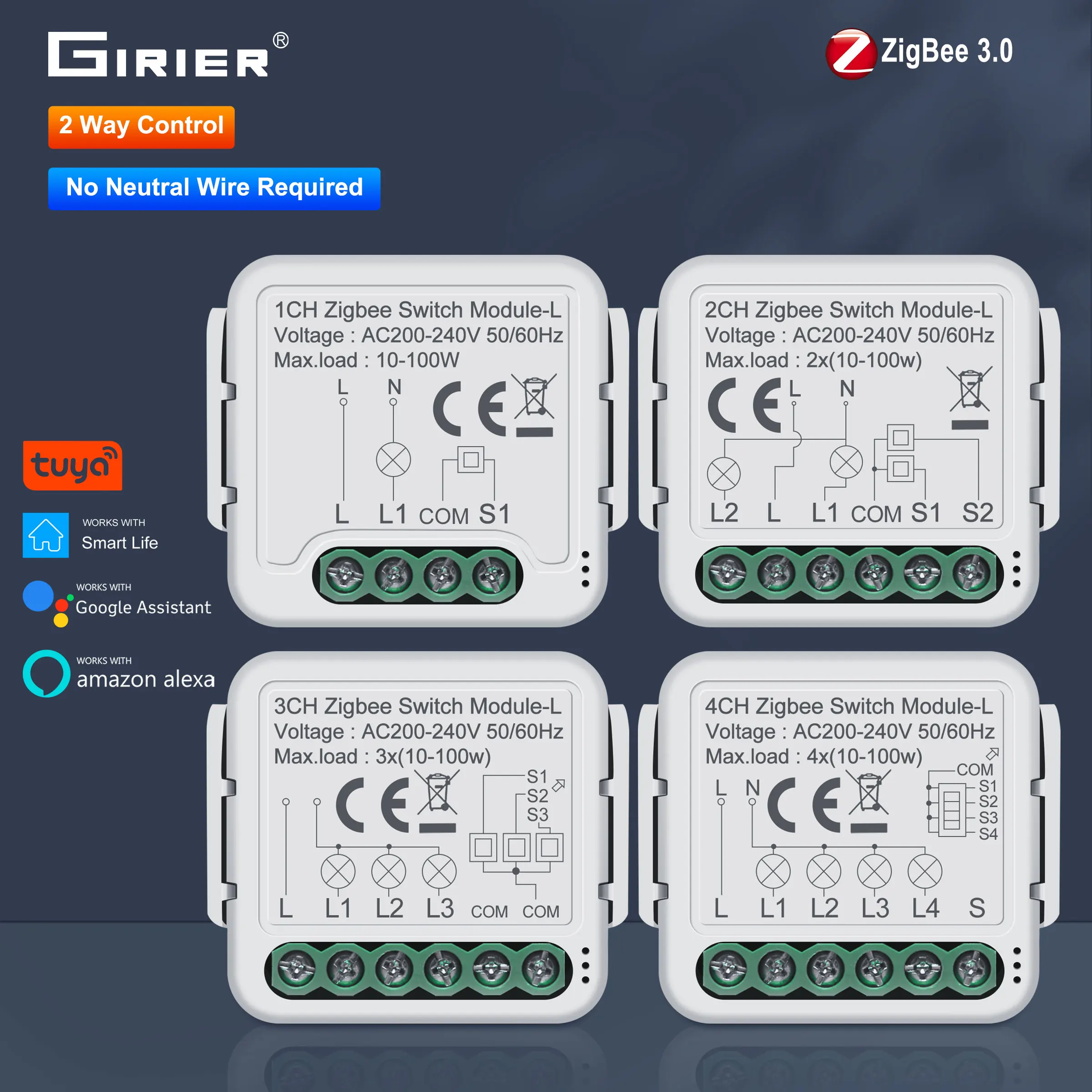 GIRIER-Joli d'éclairage intelligent Tuya Zigequation 3.0, aucun fil melon al requis nous-mêmes avec Alexa Google Home, prise en charge du contrôle bidirectionnel