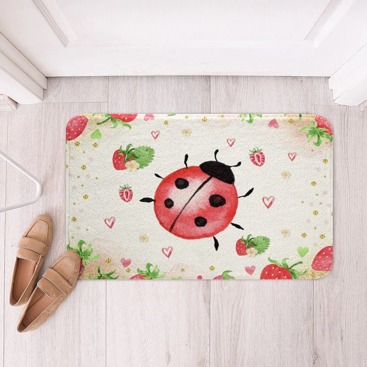

Декоративный нескользящий напольный коврик с мультяшными Божьими коровками, для гостиной, спальни