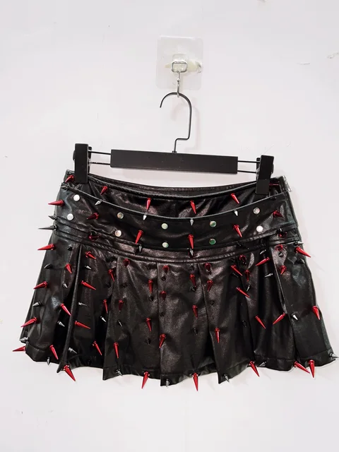 Red Spikey Shrug Top and Skirt 3