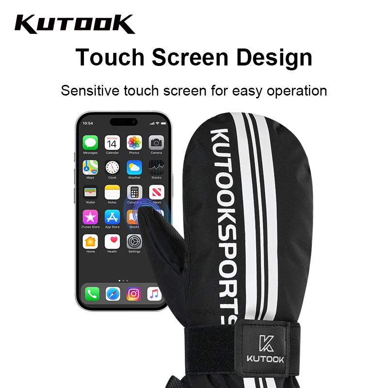 KUTOOK Ski Snow Gloves Mittens Winter Gloves for Men Women 3M C100 Insulation Waterproof Touchscreen Skiing Snowboard Gloves 5