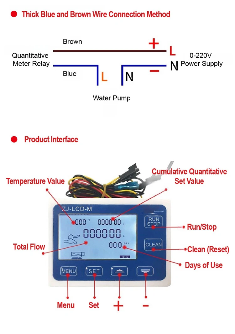 Automatic Flow Control Meter Set ZJ-LCD-M DN8-25 DC24V Liquid Filling Machine Fl