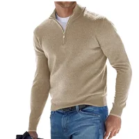 Men's Quarter Zip Sweater Casual Mock Neck Pullover Ribbed Knit Polo Sweater 1