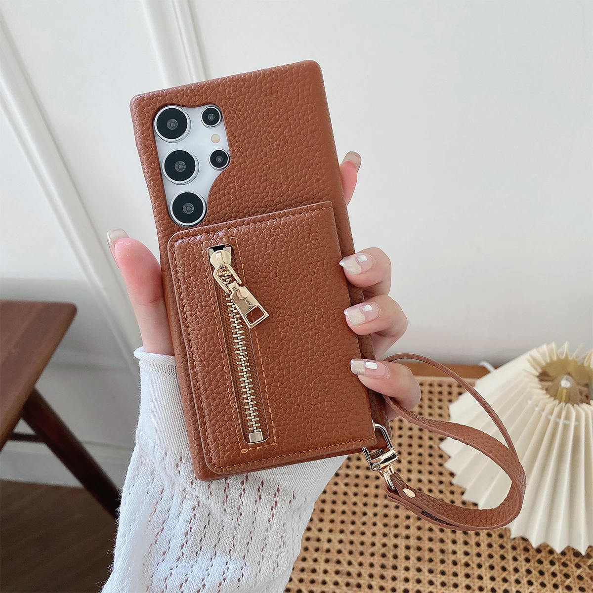 Premium Genuine Leather Wallet Case with Card Holder & Stand Functionality