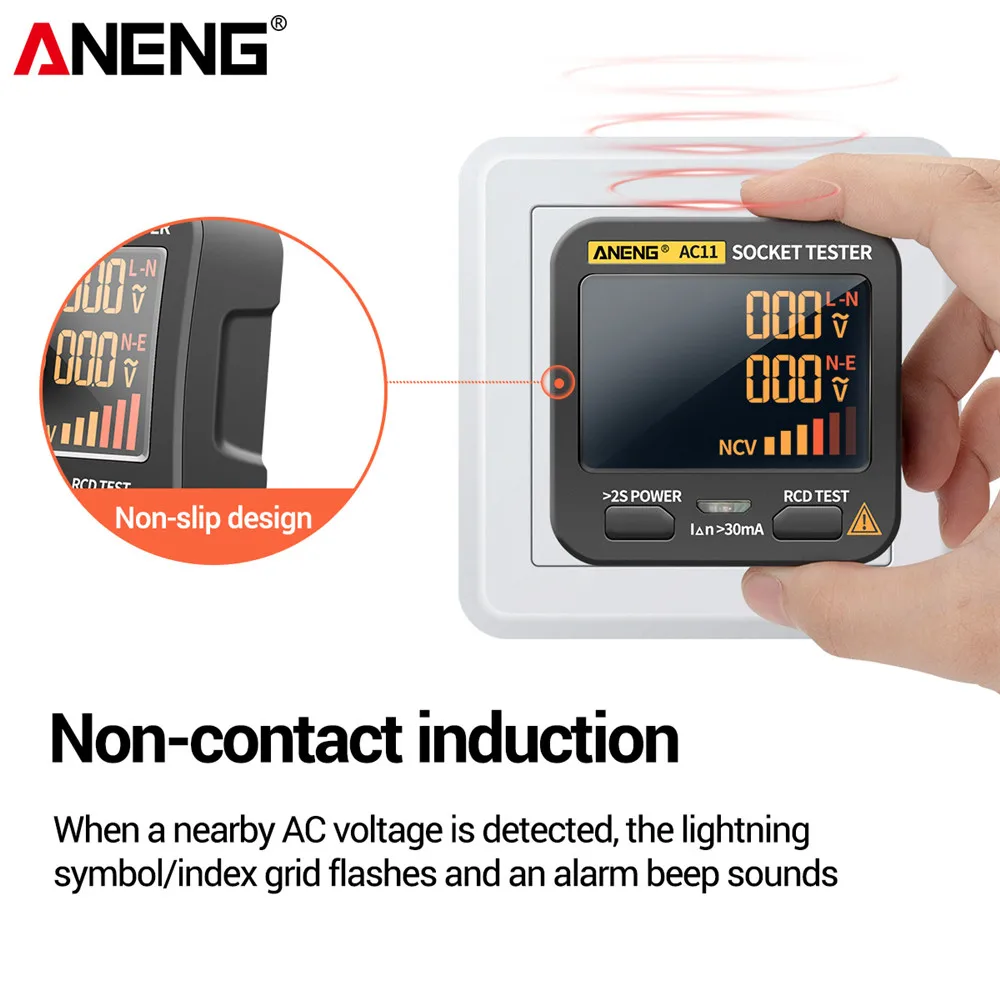 ANENG AC10/AC11 Socket Detector US/EU/UK Plug Ground Zero Line Plug Polarity Phase Detector Smart Digital Tester socket tester,circuit tester