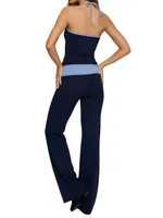 Elegant Two Piece Set with Scoop Neck Sleeveless Top and High Waisted Pants in Contrasting Colors for Women s Fashion - Image 5