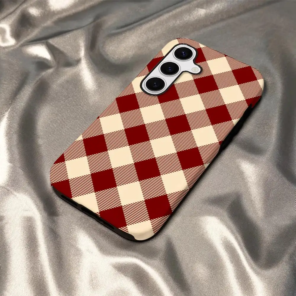 Vintage Red Gingham Glossy HD Phone Case - Durable Hard PC Cover