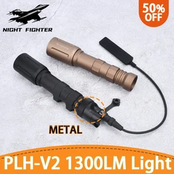 Tacitcal Airsoft Metal PLHv2 Gun Light 1300 LM With Metal Dual Function Switch High Power M-lok Keymod Picatinny Mount Hunting