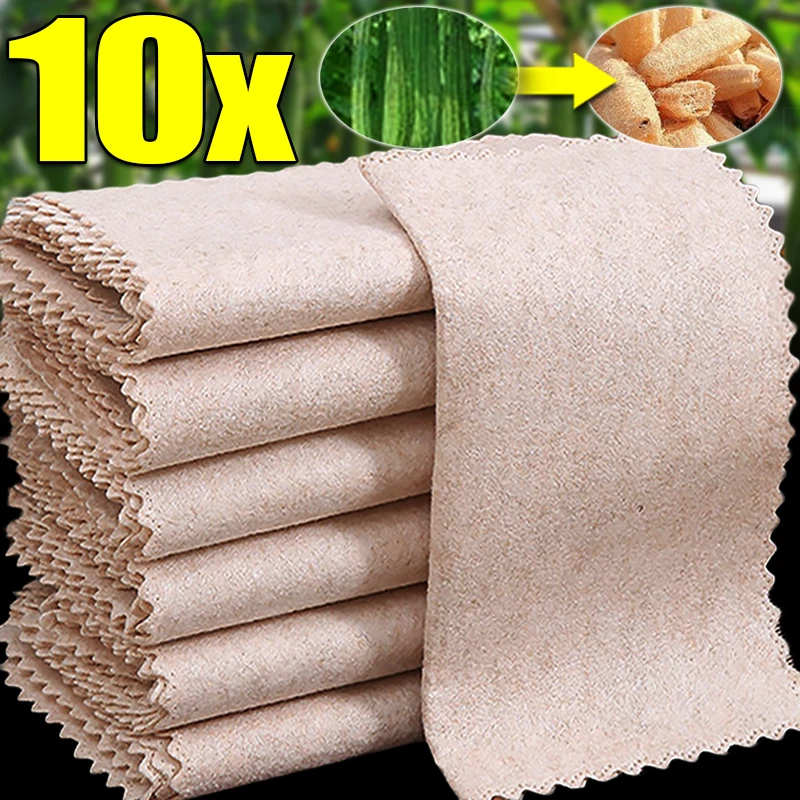 

Magic Cleaning Cloths Natural Luffa Plant Fiber Kitchen Dishcloth Non-stick Oil Rags Scouring Pads Strong Absorbent Towels Cloth