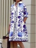 S-5Xl Summer Shirt Dress White Blue Evening Vintage Dresses Party Extra Long Women's Loose Gowns Only Celadon Printed Gowns