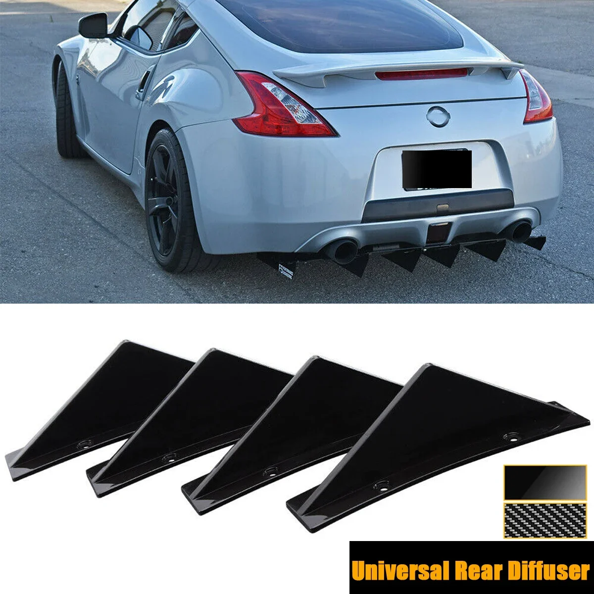 4 Pezzi Universali Per Nissan Altima 350Z 370Z Gt-R 2000-2022 Paraurti Posteriore Diffusore A Labbro Pinne Di Squalo Kit Corpo Spoiler Accessori Auto