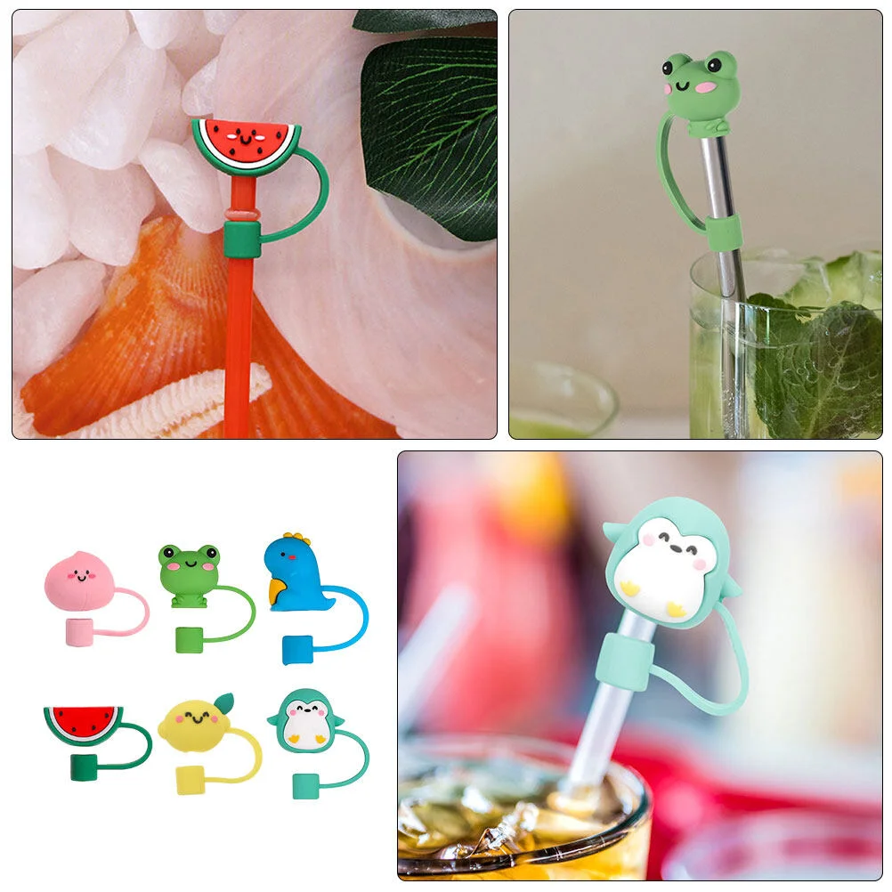 6 Pcs Frog Straw Cap Straw Tips Lid Drinking Straw Caps Decorative Buckle
