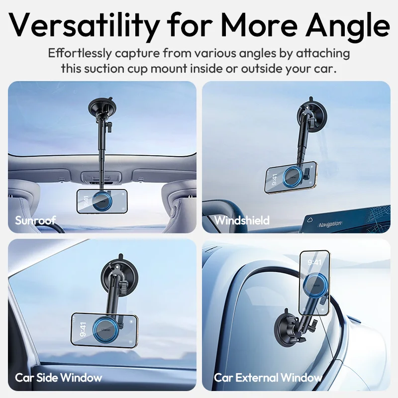 울란지 ZJ06 휴대폰 흡착컵 마운트 휴대폰 홀더 360 ° MagSafe 스마트폰 비디오 블로그 라이브 스트리밍 사진용 볼헤드