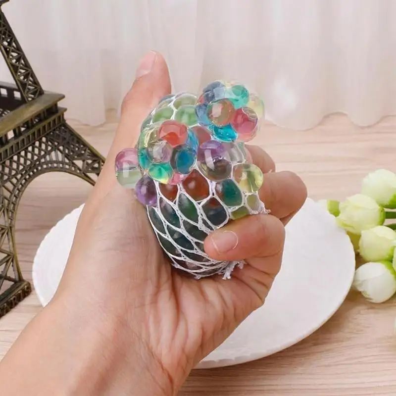 Mesh Balls for Kids Colorful Mesh Grape Stress Balls Sensory Toys Party Favors Soft Elastic Hand Sports Stretch Ball for School