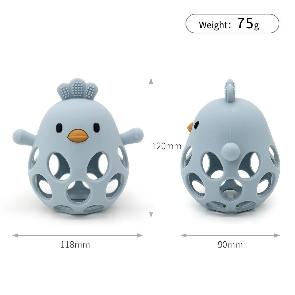 1PC Baby Silicone Teether Toys Cartoon Chick Shape Baby Toys Hollow Out Baby Care Equipment Chewing Training Baby Products 5