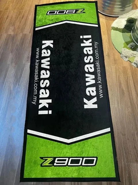 Garage Mat Motorcycle Carpet Racing Cool Moto Display Kawasaki Carpet for Kawasaki Motorcycle Area Rug Anti-slip Floor Decor Rug 1