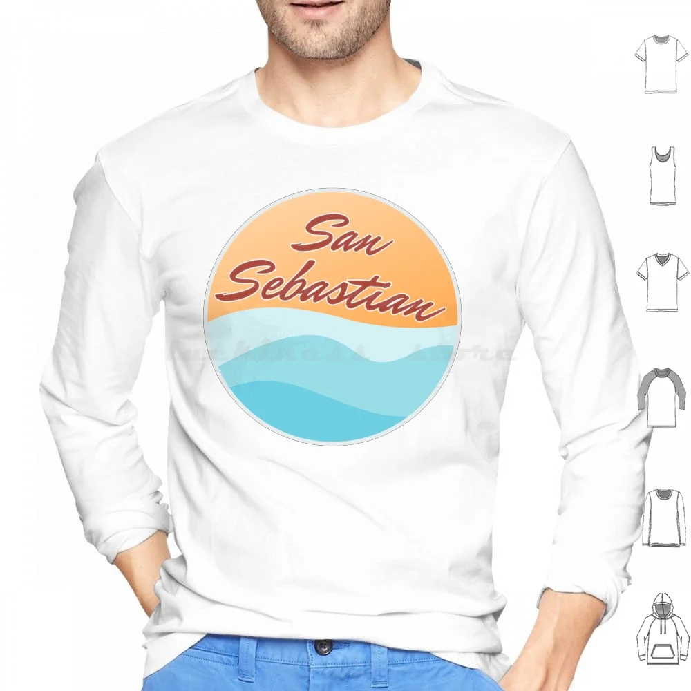 

San Hoodies Long Sleeve Donostia San San Logo San Souvenir Spain Beach Plage Playa Summer Vacation Sun Sunny Retro