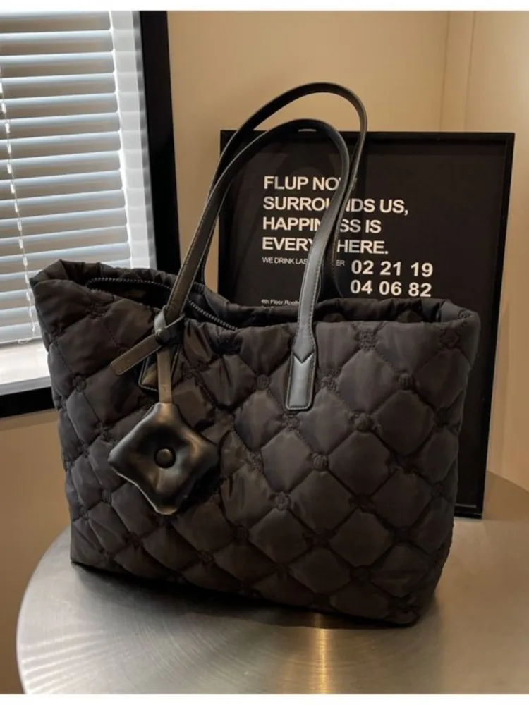 JIAERDI Black Large Capacity Tote Bag Women Vintage Puffy Soft Casual Shoulder Bags Purse Ladies Handbag Designer Luxury Bag