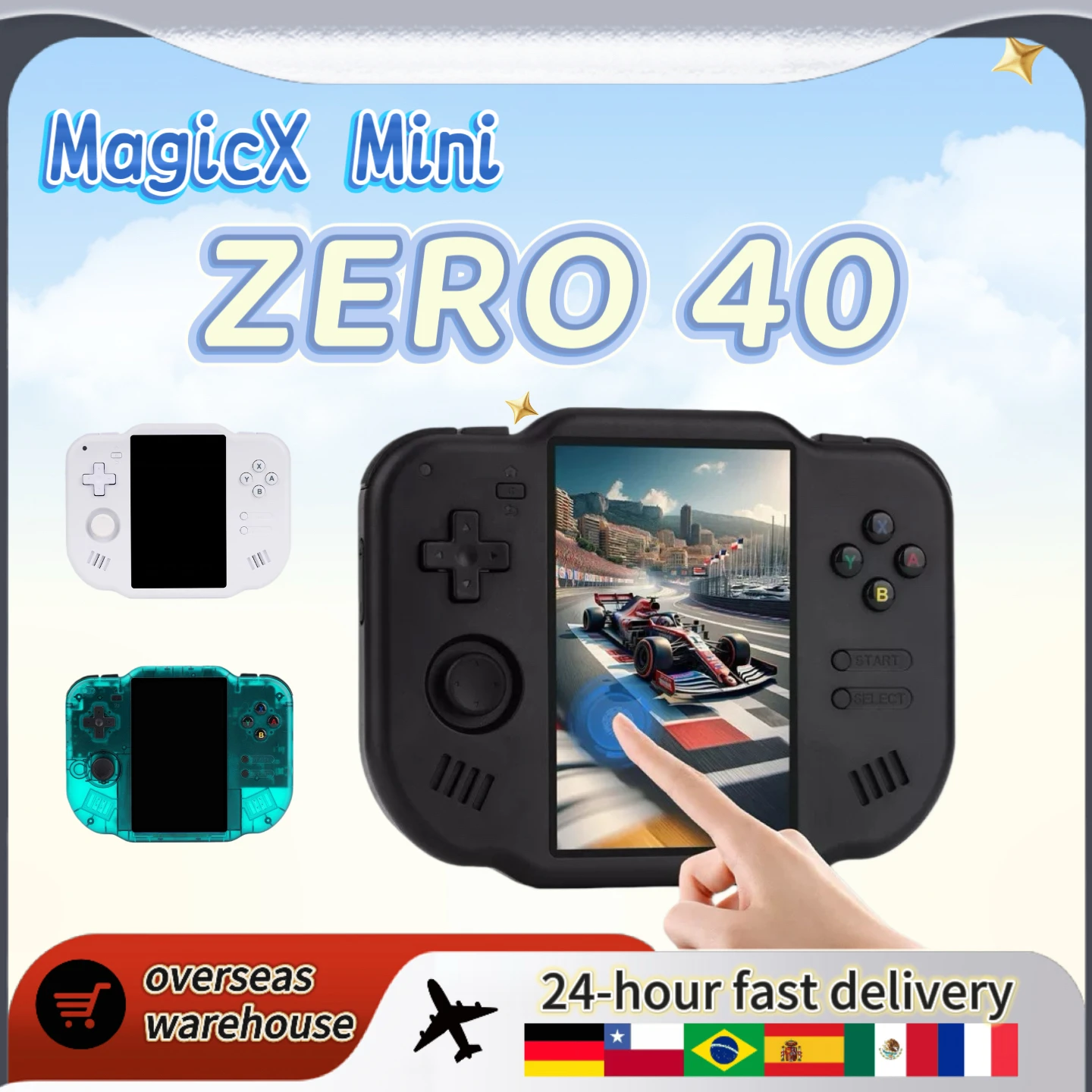 Consola de juegos portátil MagicX Mini Zero 40, consola de juegos Retro portátil, pantalla táctil IPS de 4,0 pulgadas, sistema Android, regalo para niño
