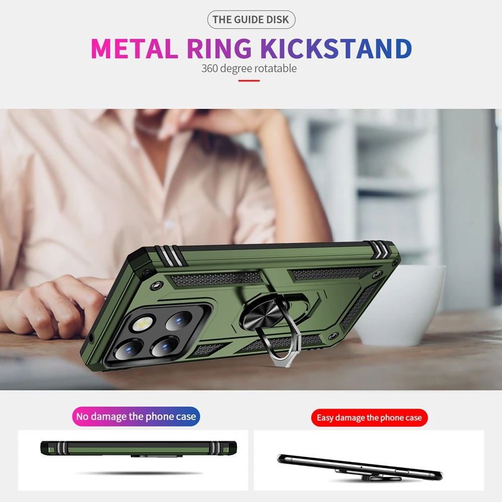 Durable Armor Phone Case with 360° Metal Ring Holder Cover