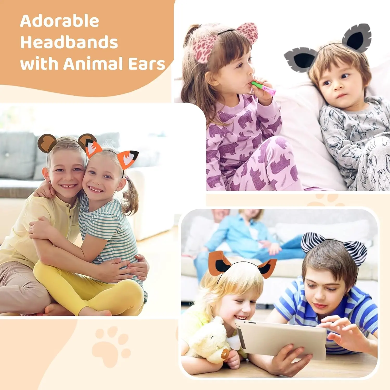 12 PCS Animal them party Headbands Set, Wild One Birthday Party Favors and Zoo Decorations ，Gift,dress up，cosplay, role Play