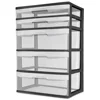 Plastic 5-Drawer Wide Tower Organizer Storage Unit Bedroom Kitchen Bathroom Craft Room Nursery Dorm Black Effortlessly Identify 1
