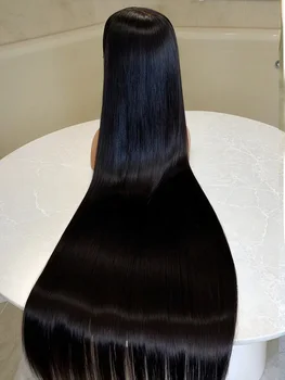100% Human Hair 30 40 Inch Bone Straight 13x6 HD Transparent Lace Frontal Wig Black 13x4 Lace Front Wigs Brazilian Pre Plucked 1