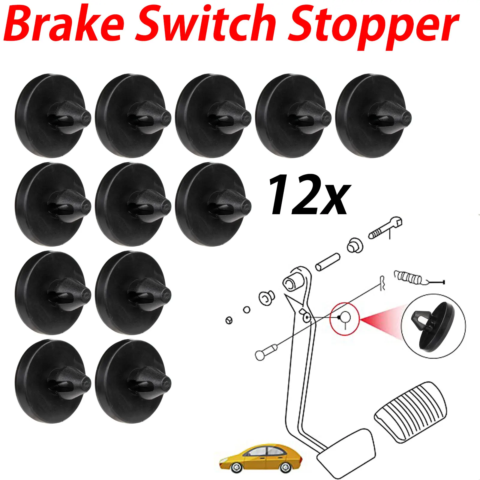 12pcs Cushion Brake Pedal Stop Pads Car Brake Light Switch Stopper